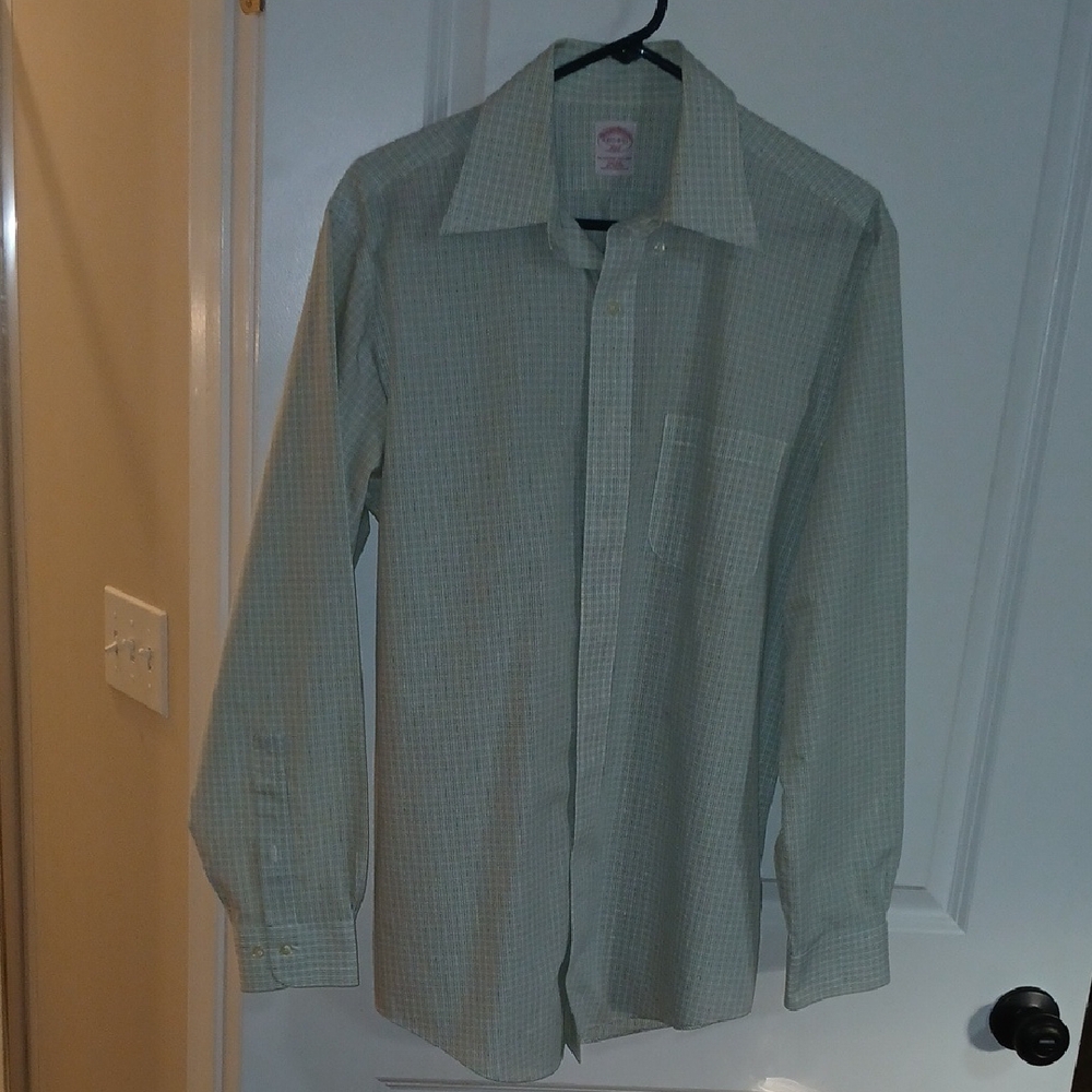 Brooks Brothers Light Green Checkered Dress Shirt